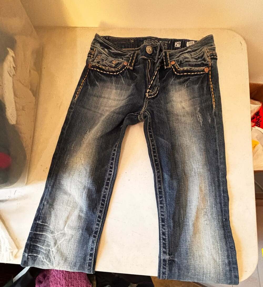 Miss Me Irene Boot Cut Jeans Women's Size 29 Medium Wash Flap Pocket